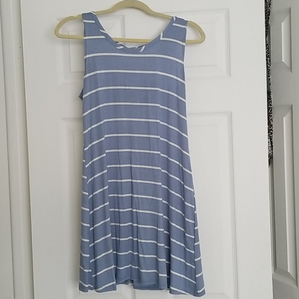 Lightweight Blue Striped Tank Dress